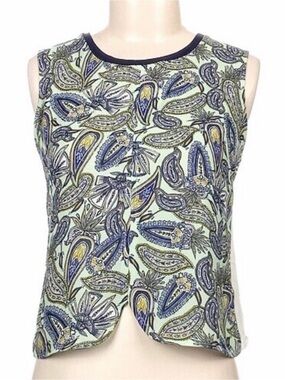 ZARA‎ Paisley Sleeveless Crew Neck Crop Top Blouse Sz S